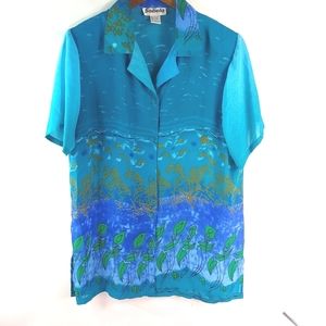 Soliela M Vintage Tunic Length Top in Turquoise